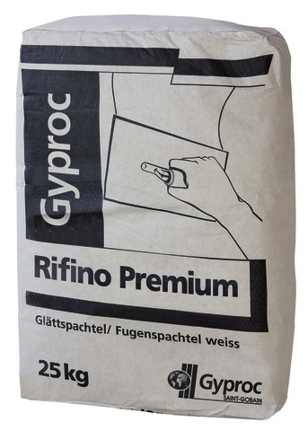 GYPROC RIFINO PREMIUM - Miscela di gesso trattato con materiali sintetici e con additivi speciali. Conforme alla norma DIN 1168